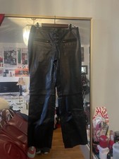 VINTAGE Black 100 Leather Flare Leg Pants Tag Sz 10