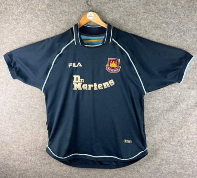 Fila West Ham United Football Shirt Mens Medium Blue Dr Martens