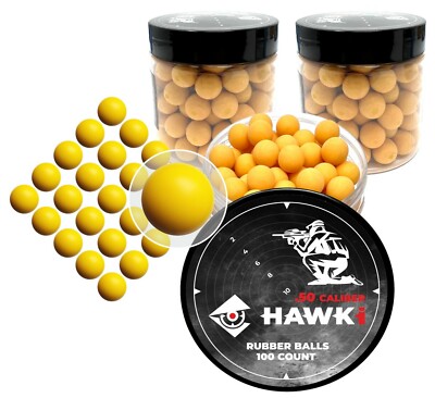 Hawki .50 Caliber Training Paintball Reusable Rubber Balls 300 pack Yellow