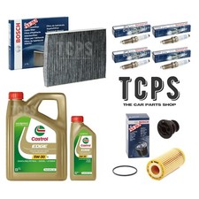FOR VW GOLF R 2.0 MK7 BOSCH SERVICE KIT 6L CASTROL + OIL POLLEN PLUGS NEW