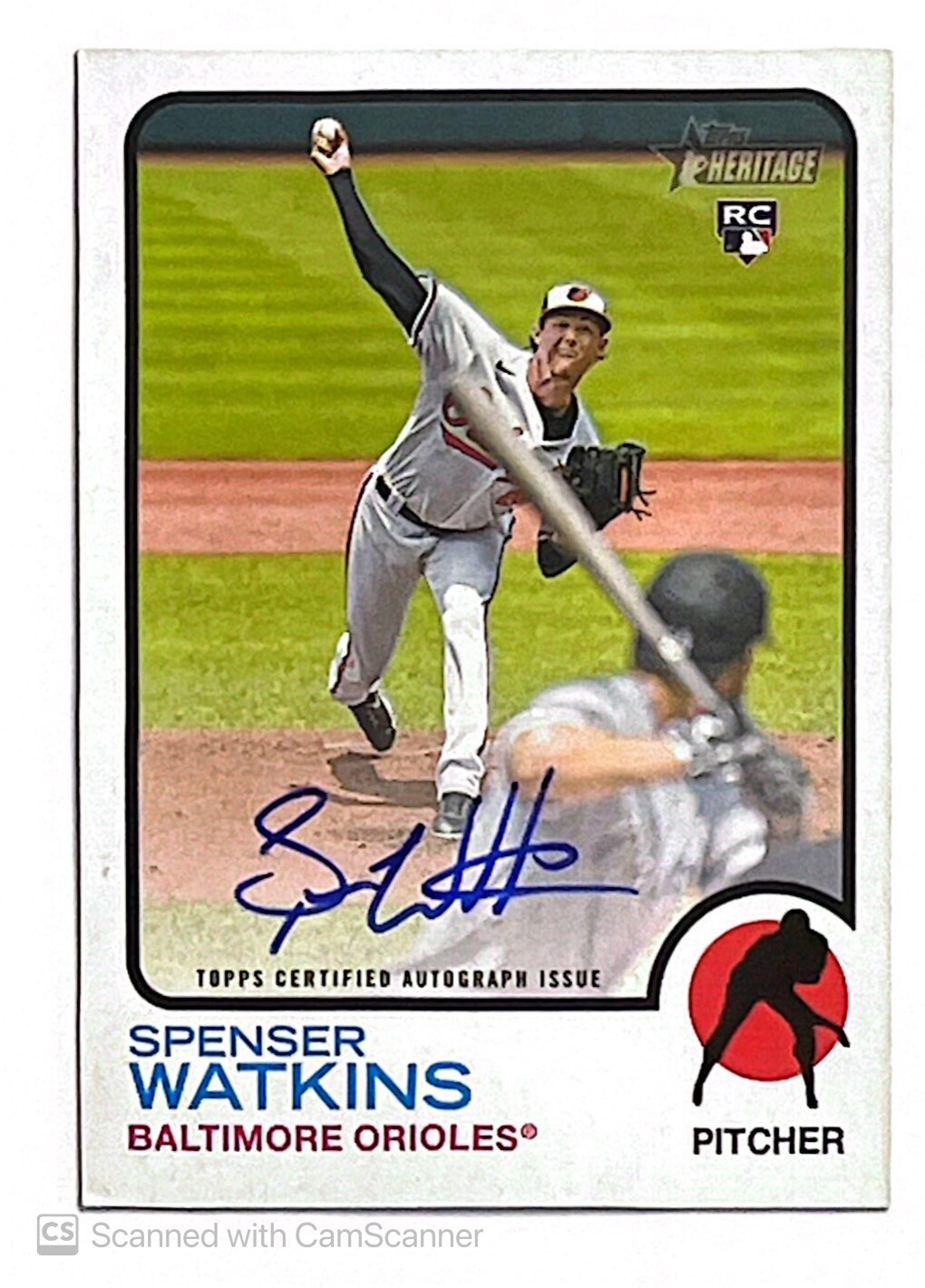 2022 Topps Heritage Spenser Watkins Real One Blue Ink Rookie Auto Orioles