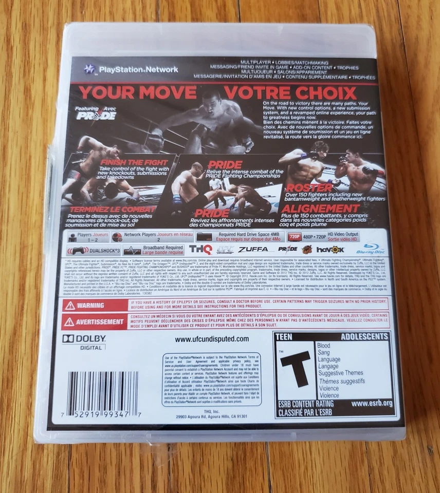 Videojuego UFC Undisputed 3 Sony PlayStation 3 PS3 2012 - MUY RARO SELLADO NUEVO Foto 2 de 4