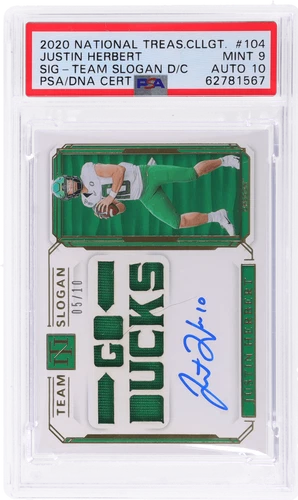 2020 National Treasures Justin Herbert /10 PSA 9/10 Rookie RC
