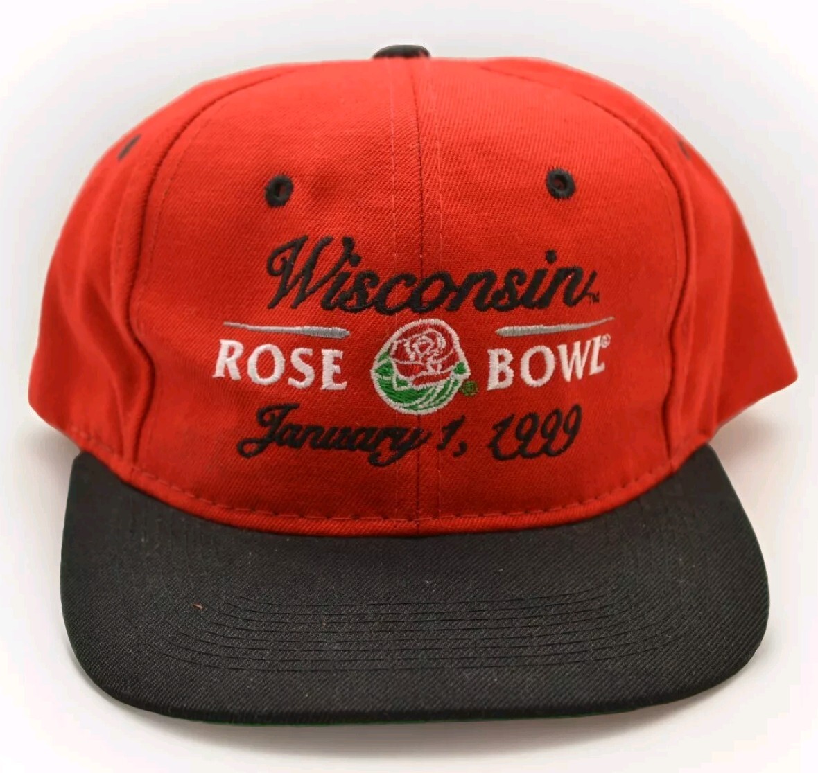 VTG Wisconsin Badgers Rose Bowl Hat Cap Red Snap Back 1999 Wool Blend NCAA  Adult