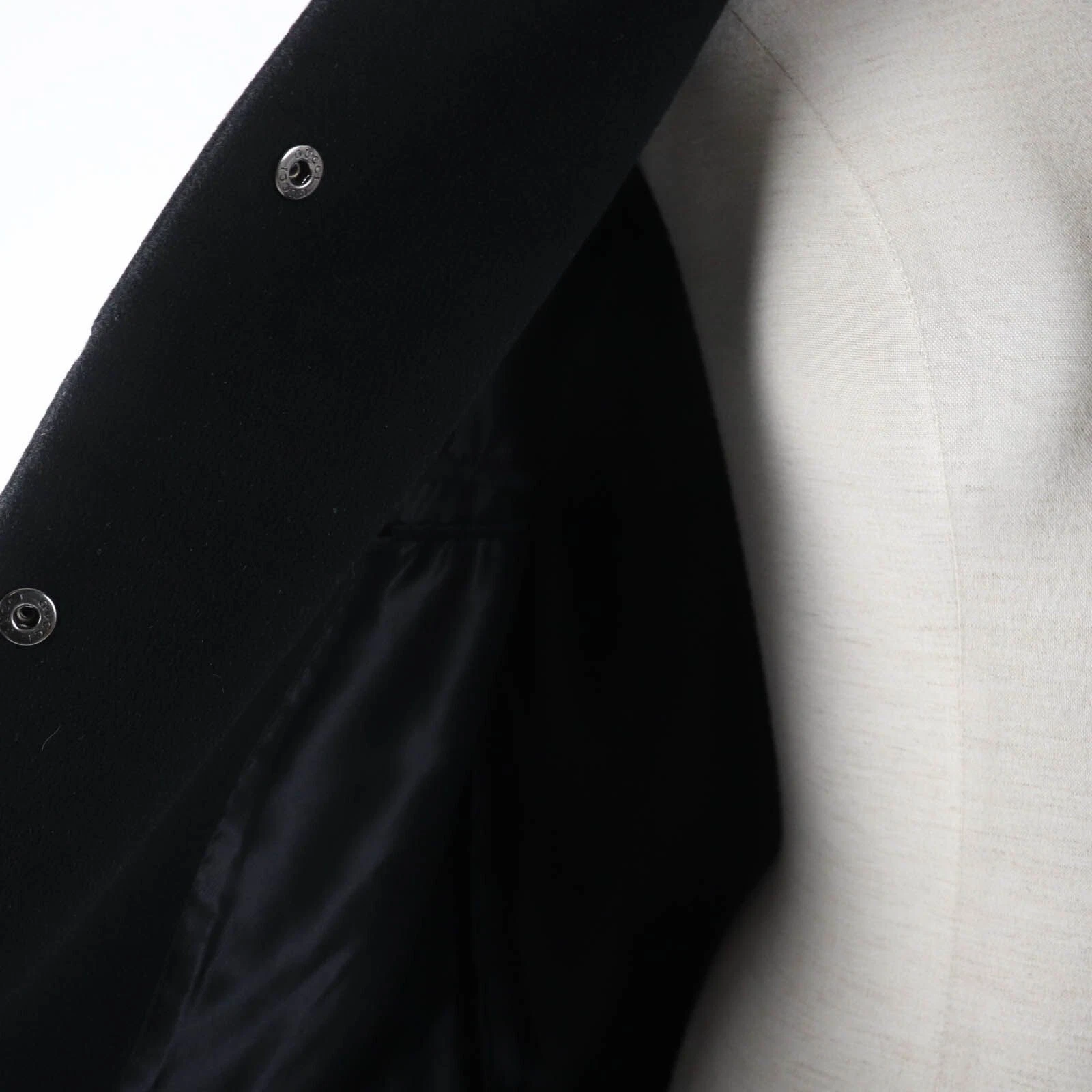 GUCCI 2001 Tom Ford cappotto tubino lana cashmere pelle nero taglia 42 donna