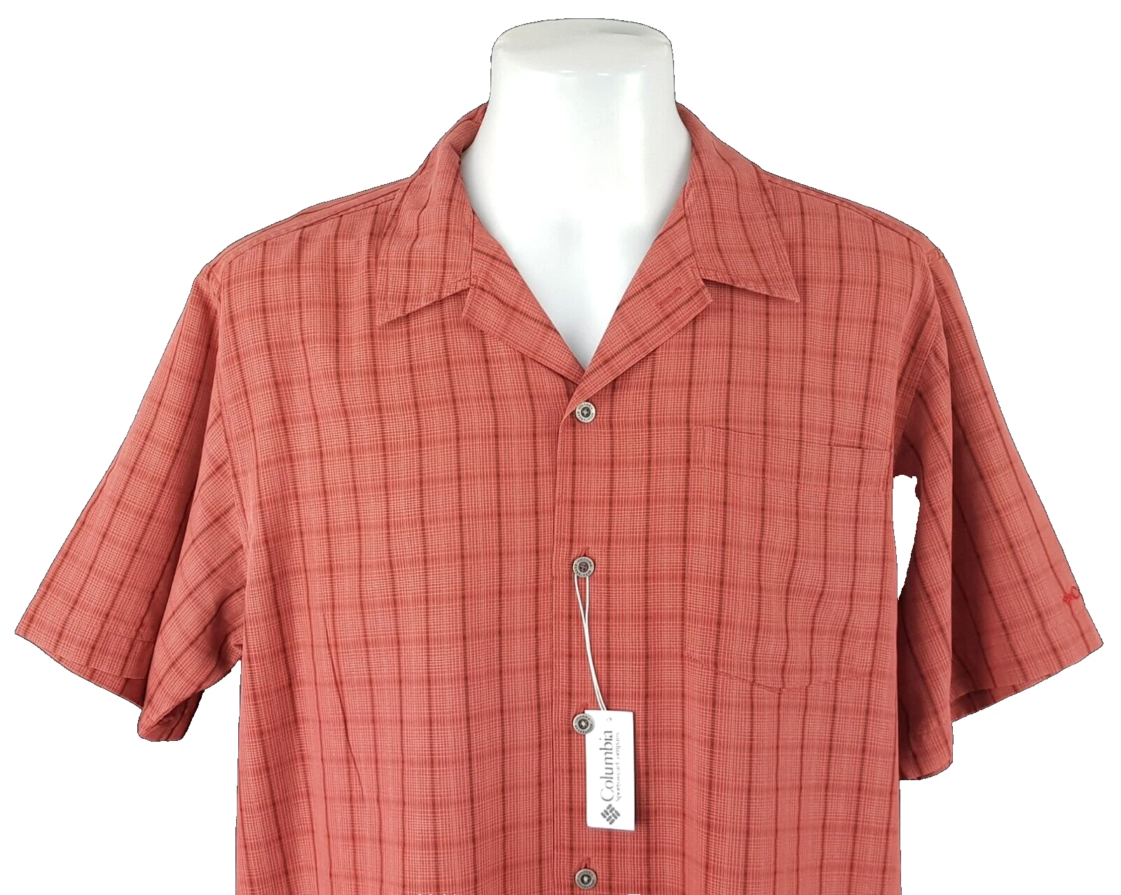 COLUMBIA XCO Mens MODAL Burgundy Red S/S OUTDOOR SHIRT Hiking - XL - 50” - £69