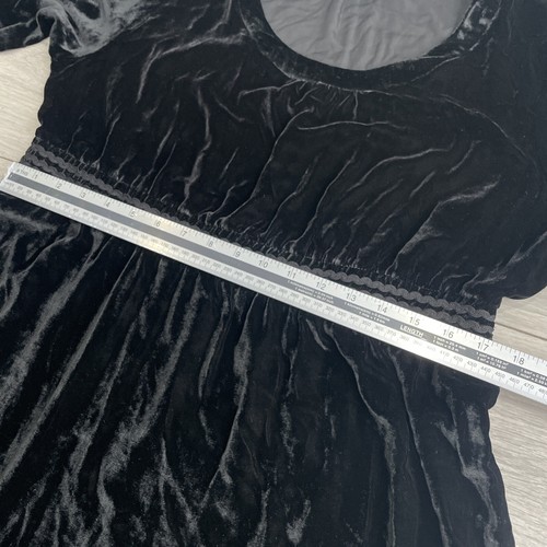 Vestido Brora Talla 18 Negro Terciopelo Túnica Viscosa Seda Mezcla Bordado Gótico Vampiro - Imagen 23 de 23
