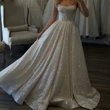Sparkly Evening Dress Bling Glittery Long A Lline Spaghetti Straps Formal Party