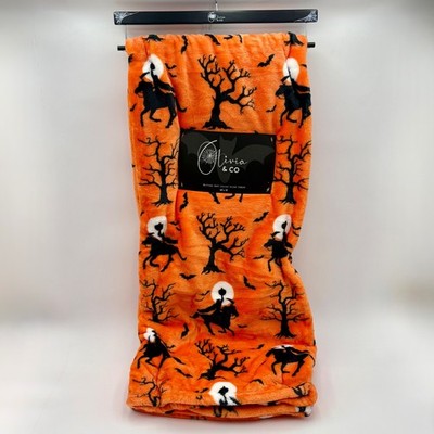 Olivia Halloween Plush Throw Blanket 60x70 Orange Headless