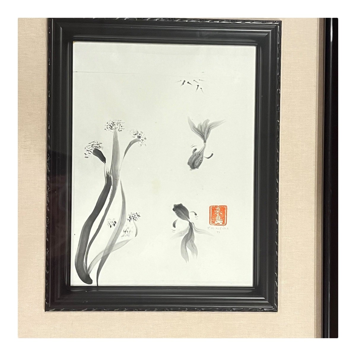 MTG 島x4 神河 浮世絵 サインド  signed JM Kijima Signed Watercolor Painting Japanese Koi Fish Sea Life