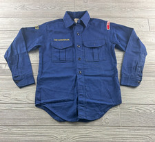 VTG BOY SCOUTS OF AMERICA BSA Navy Blue Long Sleeve Uniform Shirt Sz Youth 13
