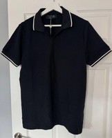 Navy Blue Paul Costelloe Living Polo Shirt Men’s Small Notch Neck Dunnes Stores