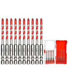 10 PCS 1/4 Serrated Masonry Drill Bit Set, He...