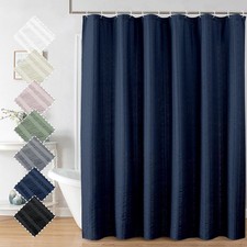 Moga Navy Blue Fabric Shower Curtains for Bathroom - Blue Hotel Spa Polyester Cl