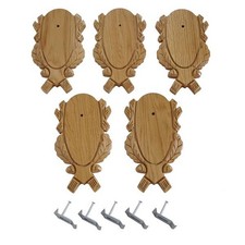 5 Stück Trophäenschilder geschnitzte Schild Reh Rehbock hell mit 5Gehörnklammern