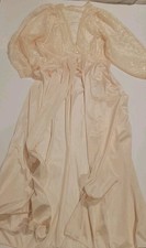 Bendon Lingerie Nylon Peignoir Robe Pink Lustrous Lace Romantic Vtg Sz S