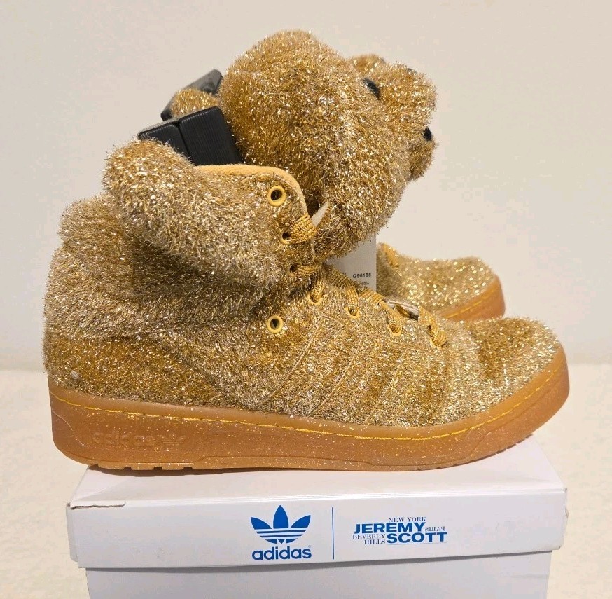 2013 Adidas Jeremy Scott Teddy Bear Tinsel Gold Mens 11 G96188