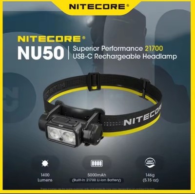 NITECORE NU50 Superior Performance 1400LM 5000mAh USB-C wiederaufladbare Stirnlampe