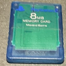 Sony PlayStation 2 Transparent Blue MagicGate 8MB Memory Card OEM tested J766
