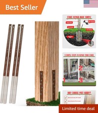 Pack of 4 Easy Fence Post Repair Kit to Fix 2 Broken Wood Posts, Quick and Si...