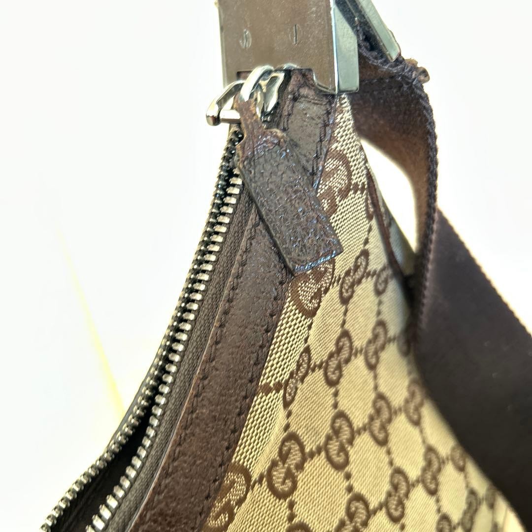 GUCCI Vintage Canvas Shoulder Bag Brown Leather Crossbody Authentic thumbnail 5