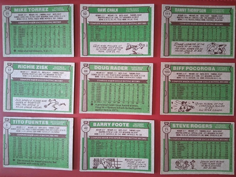 1976年托普斯棒球卡,9张批量 状况极佳 — 第 2/3 张图片