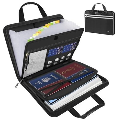 Accordion File Folder Organizer with Lock, 13 Pockets Fireproof Document 