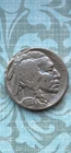 Higher grade 1935 "P" buffalo w/ unique planchet cut ,blue tones, pt. horn