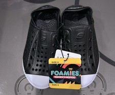SKECHERS Foamies Unisex Kids Slip-On Casual Shoes Black White Size 8