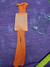 Youth Halloween Orange Fishnet Jeweled Stocking New Kids