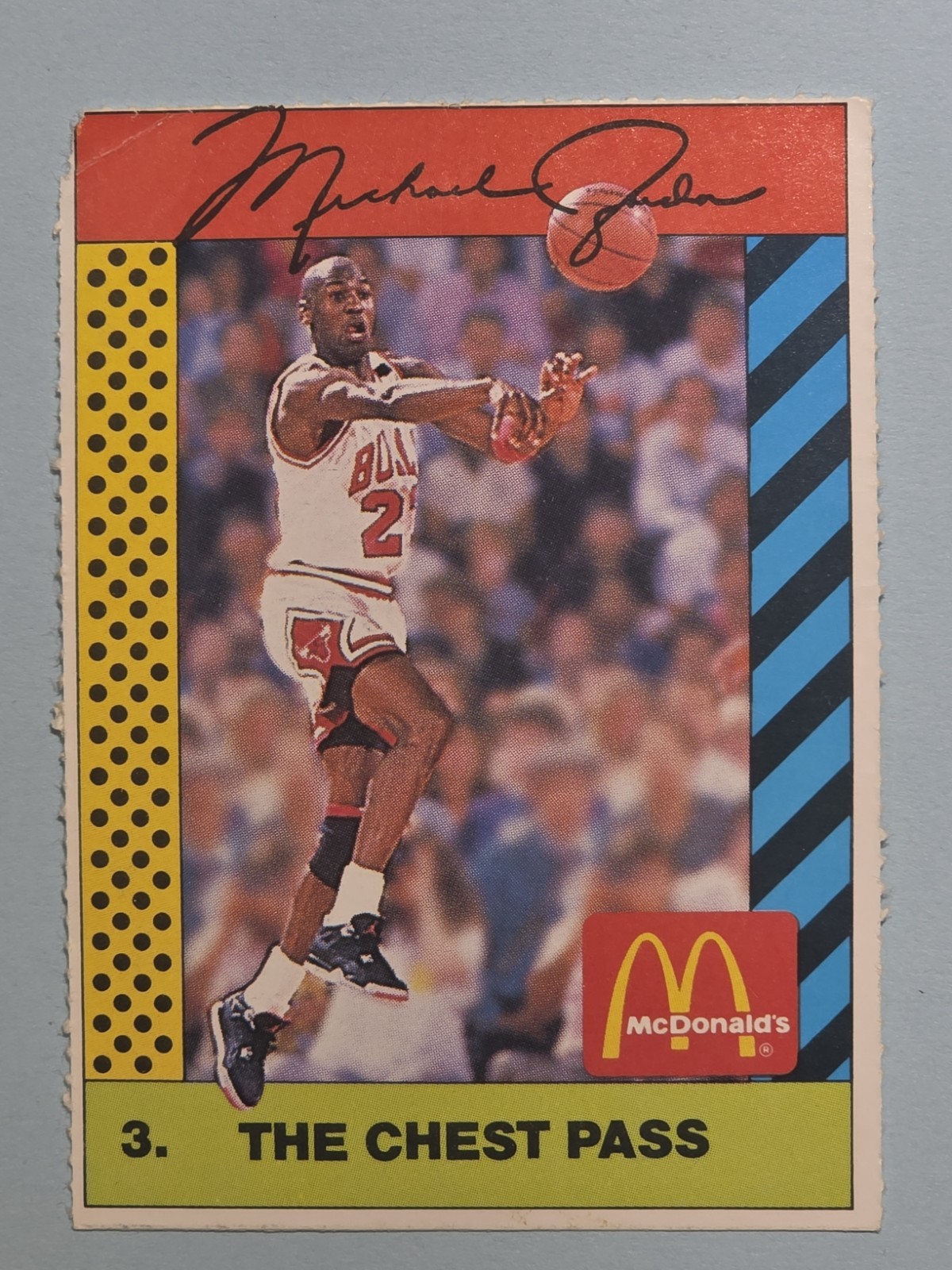 MICHAEL JORDAN 1990 McDonald's Basketball Card CHICAGO BULLS $$ THE CHEST PASS