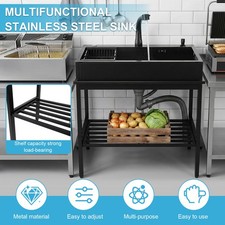 Utility Sink with Faucet Prep  Utility Washing Hand Basin for Restaurant Garage