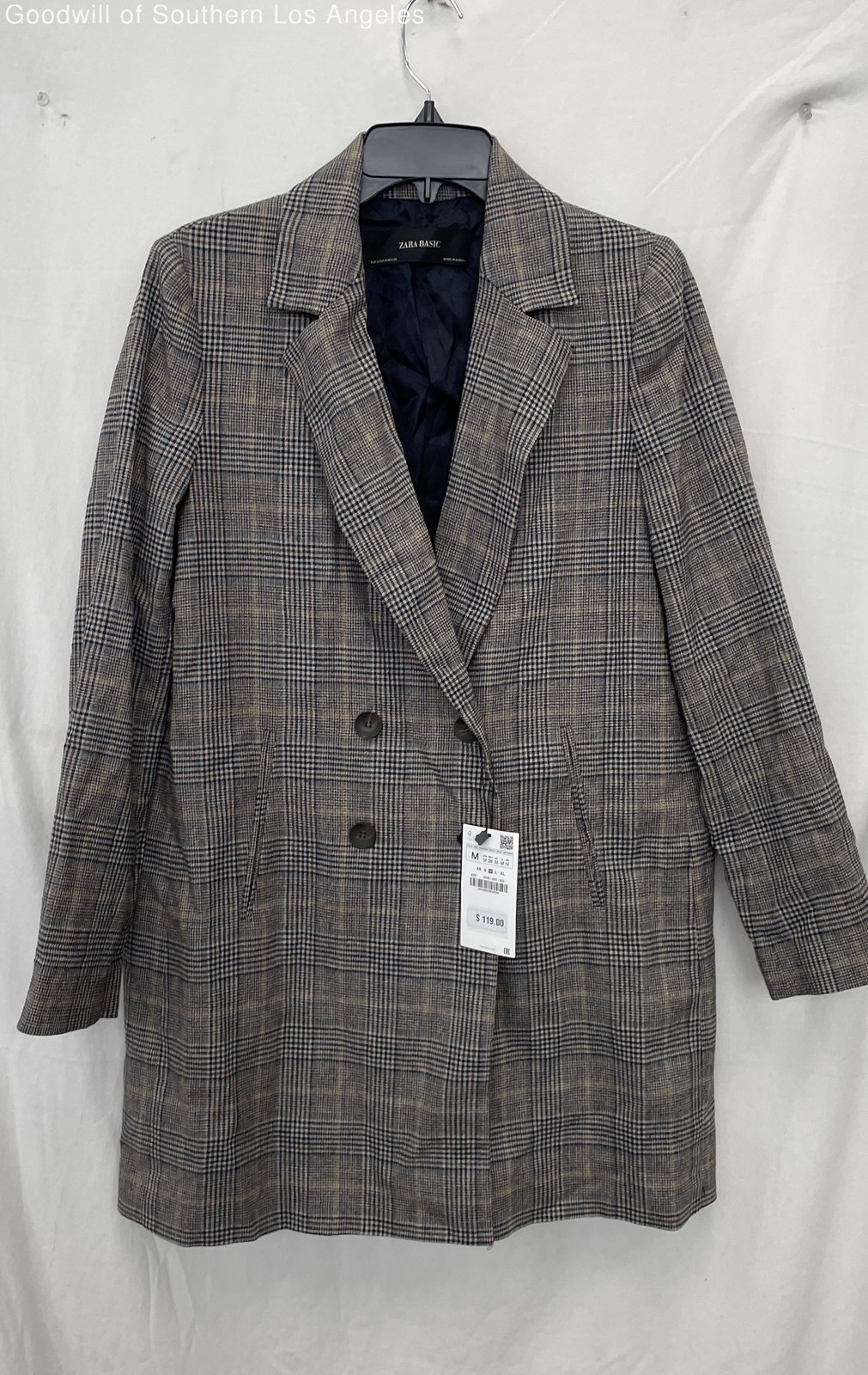 ZARA BASIC Wool Blend Plaid Oversized Double Brea… - image 1