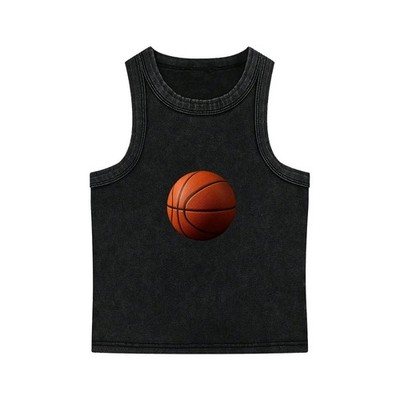 La mc de Neil Boys L Black/Orange Sleeveless Crew Neck Basketball Graphic Tank