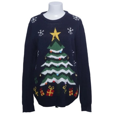 Rue21, Weihnachtspullover, Größe: L, Blau/Mehrfarbig, Acryl/Baumwolle #qD3