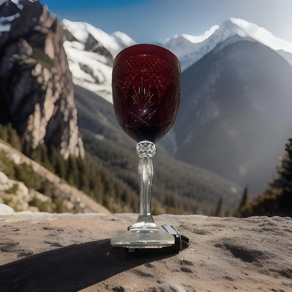"Juego de 4 copas de agua/vino vintage de 8"" CRISTAL D'ARQUES Durand rojo rubí retiradas" Foto 3 de 4