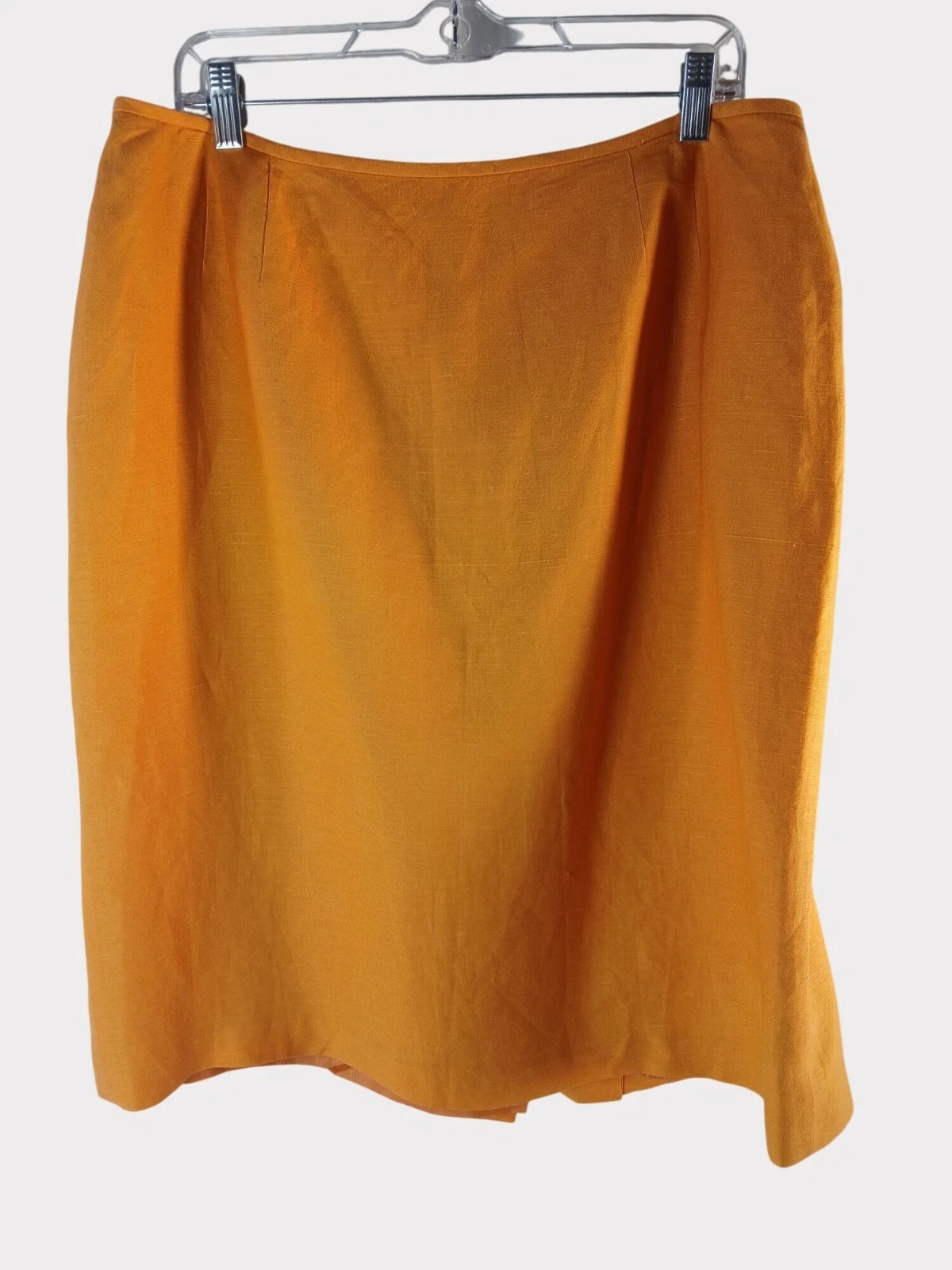 Kasper Womens Orange Pencil Skirt Size 18 Linen Blend Lining Back Zip