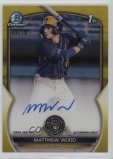 2023 Bowman Chrome Prospect Yellow Refractor 9/75 Matt Wood Matthew Auto 1p5