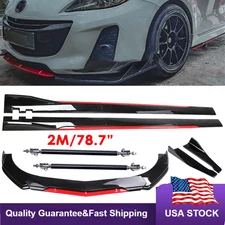 Front Bumper Lip Splitter Spoiler Glossy Black Red Body Kit For Mazda 2 3 6