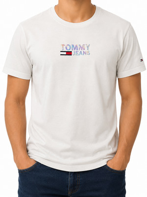 Tommy Jeans Jungen T-Shirt weiß Logo Grafik Größe L Regular