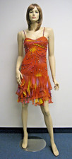 Sue Wong Dress Y2K Sexy 56 Cocktail SILK chiffon Evening Orange Multi bead Midi