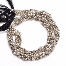 Natural Coated Pyrite Gemstone Round Micro Faceted Beads 2.5-3 mm Strand 12.5"