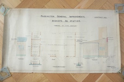 Bischöfe Straße Bahnhof Eisenbahn Leinen Gleiskarte Zeichnung Diagramm Plan