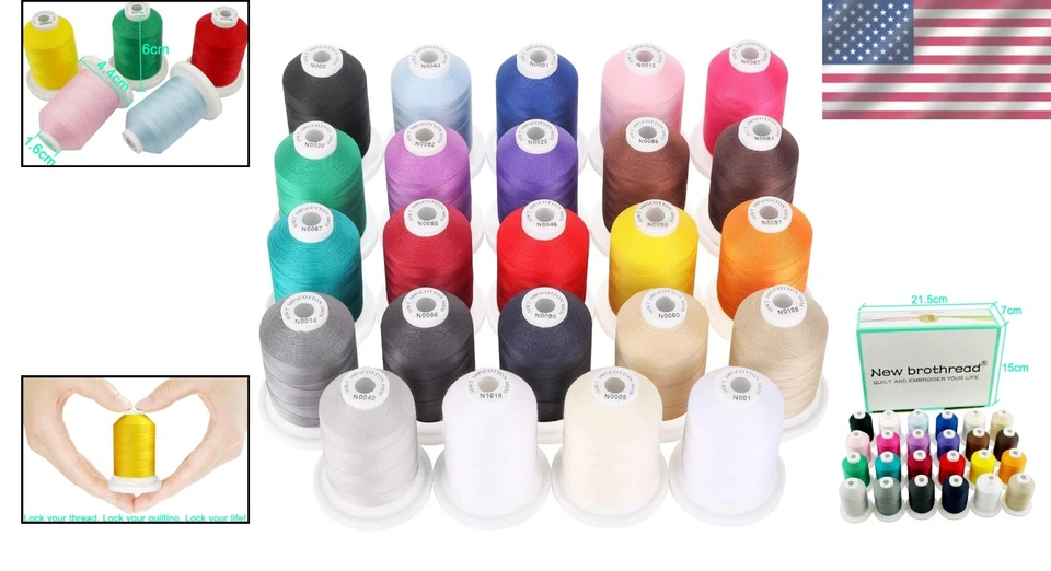 Versatile 600M Cotton Threads in 24 Colors - Ideal for Embroidery & Quilting - Image 2 of 4