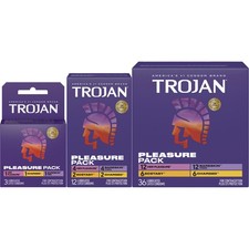 Trojan Pleasure Pack Variety Sampler Lubricated Latex Condoms - Choose Quantity