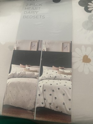 Next 2er-Pack Schwarz & Weiß & Multi Herz & Blume Doppelbett-Sets Brandneu mit Etikett