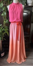 Sz 10 rabbit rabbit rabbit Ombre Tank Chiffon Maxi Dress Anthro Orange Pink Long