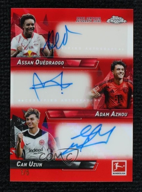 2024-25 Chrome Bundesliga Red Refractor 1/5 Assan Ouedraogo Adam Aznou Auto 8q5