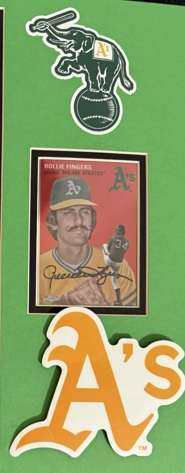 MLB ROLLIE FINGERS OAK A’S 8x10 PRINT In 11 X 14 MAT,FRAMED, STICKER, PATCH&CARD - Image 3 of 4