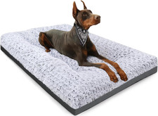 Deluxe Washable Dog Bed for Large Dogs Dog Crate Mat 35 Inch Comfy Fluffy Kennel